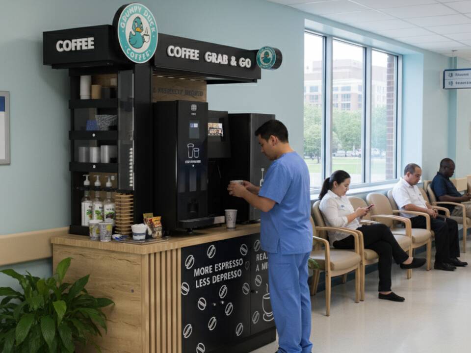 Kiosk in a hospital waiting area